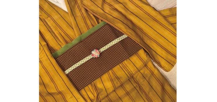 逸品】○東京都伝統工芸品○【黄八丈】○カリヤス○天然染料○紬